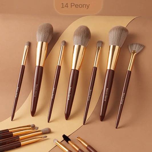 14pcs Professional Makeup Brush Set, Soft Bristled Makeup Brushes for Foundation, Powder, Concealer, Eye Shadow, Blush, Lip Balm, Portable Makeup Tools for Home and Travel, Great for Beginners