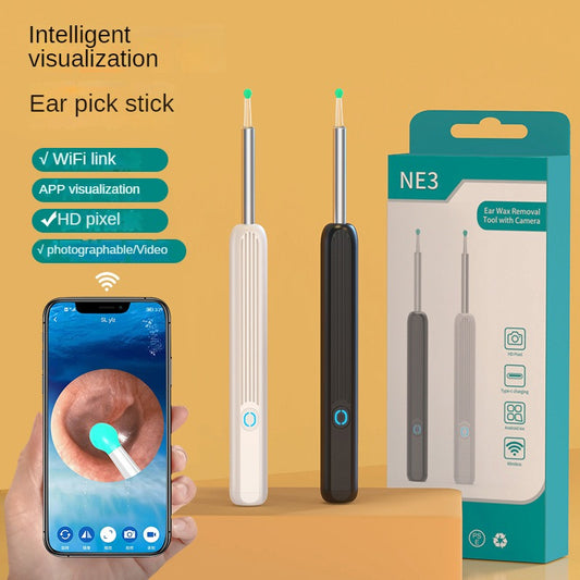 Ear Wax Removal, Ear Cleaner with Camera and Light, Ear Wax Removal Kit with 1296P Otoscope, Ear Cleaning Tool with 8 Ear Spoon